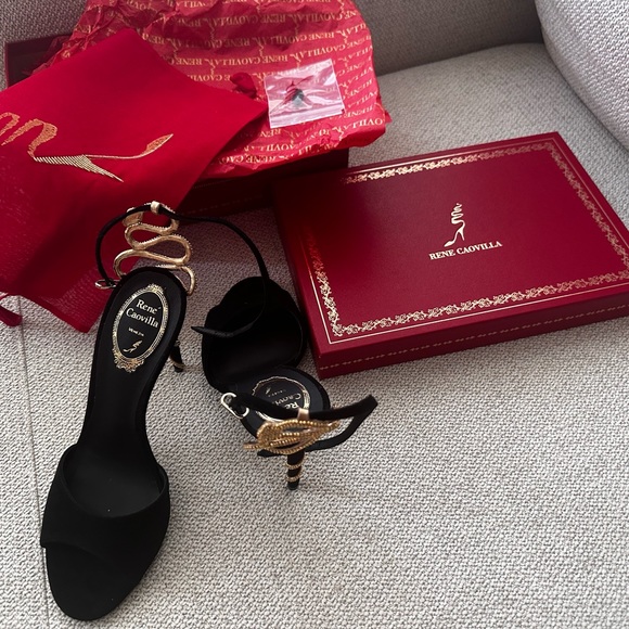 Rene Caovilla Shoes - Rene Caovilla black suede sandals size 38 or 7/7.5 US NeW